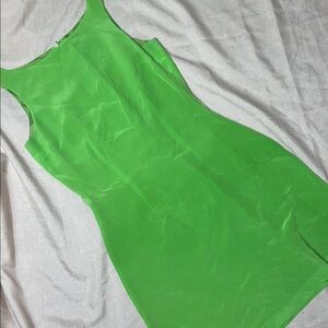 Vintage Hugo Buscati Elegant Silk Green Sleeveless Dress